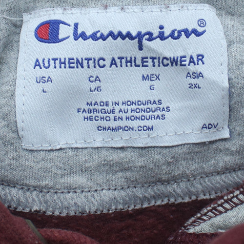 Champion Mens Burgundy Hoodie L Pullover Fleece Cotton Blend