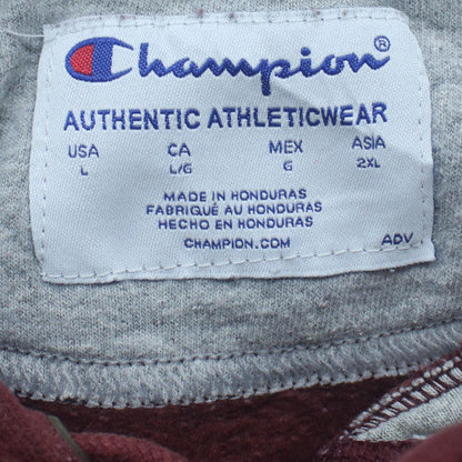 Champion Mens Burgundy Hoodie L Pullover Fleece Cotton Blend