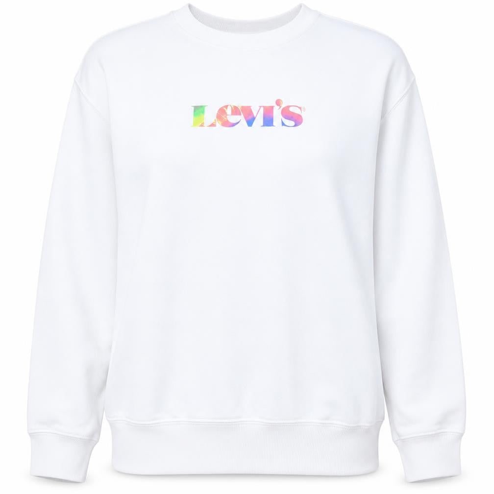 Levi's Women's White Relaxed Fit Crew Neck Sweatshirt Size L
