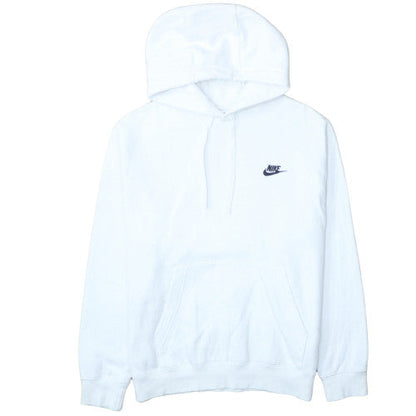 Nike Men's White Pullover Hoodie M Fleece Logo Sportswear