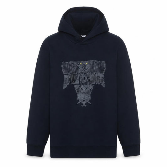 Front view of Adidas Men's Black Pullover Hoodie M Graphic Print Sportswear