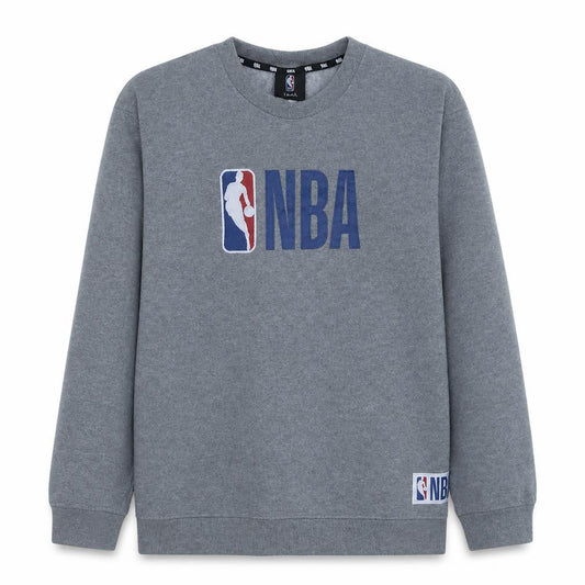 Front view of NBA boys’ grey cotton blend crew neck sweatshirt, size 14, youth