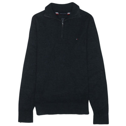 Tommy Hilfiger Men's Black M 1/4 Zip High Neck Wool Blend Jumper