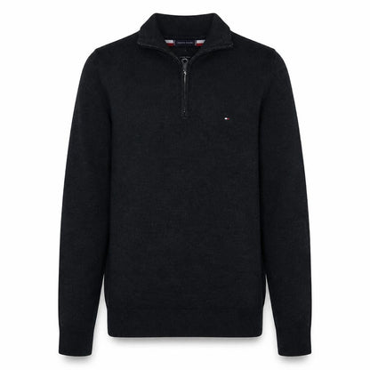 Tommy Hilfiger Men's Black M 1/4 Zip High Neck Wool Blend Jumper