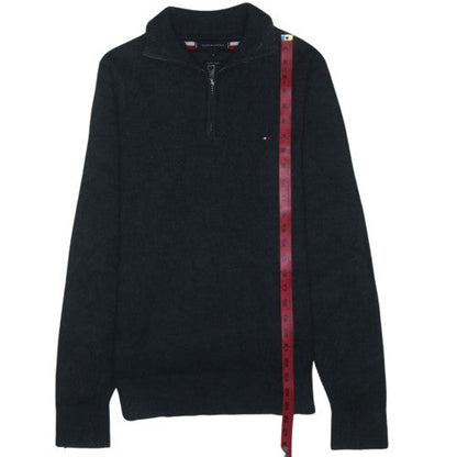 Tommy Hilfiger Men's Black M 1/4 Zip High Neck Wool Blend Jumper