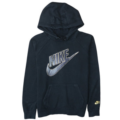 Nike Womens Black Medium Pullover Hoodie with Logo Print