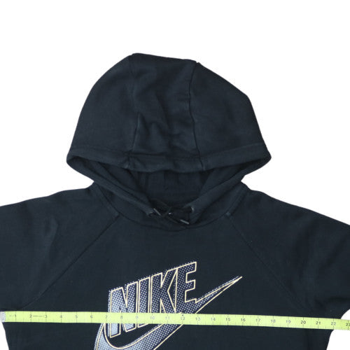 Nike Womens Black Medium Pullover Hoodie with Logo Print