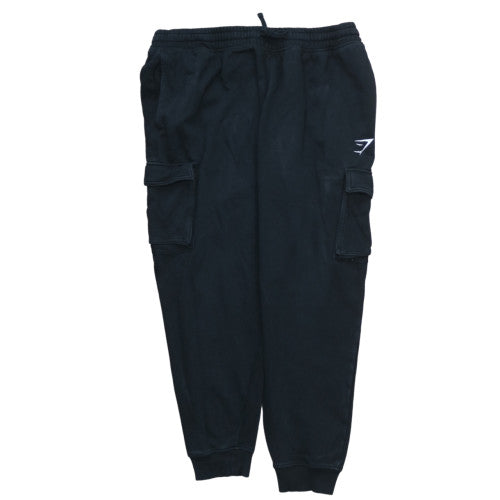Gymshark Men’s Black Cargo Joggers XL Regular Fit Casual Trousers