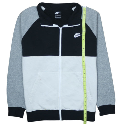 Nike Men’s Black Grey Full Zip Sweatshirt L Fleece Logo Jacket
