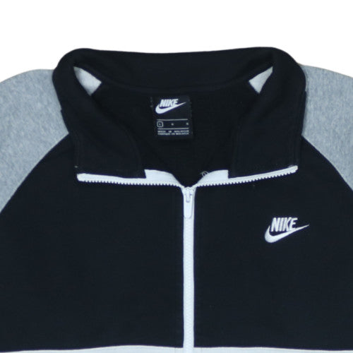 Nike Men’s Black Grey Full Zip Sweatshirt L Fleece Logo Jacket