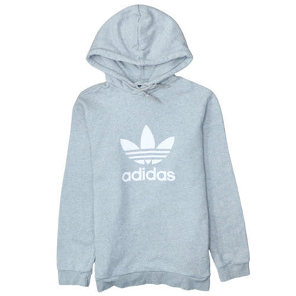 Adidas Womens Grey Pullover Hoodie Small Hooded Logo Sweatshirt