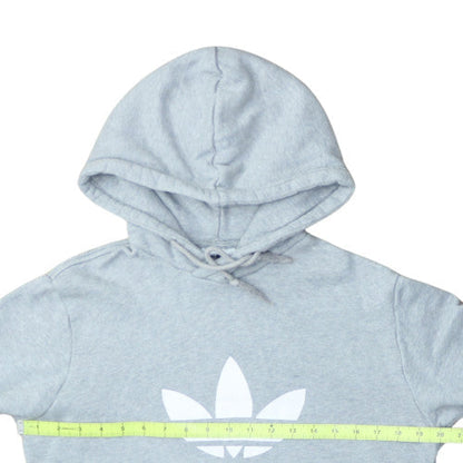 Adidas Womens Grey Pullover Hoodie Small Hooded Logo Sweatshirt