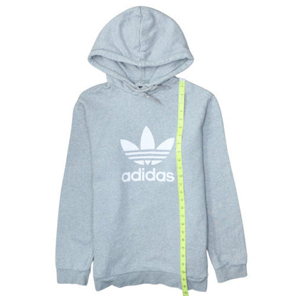 Adidas Womens Grey Pullover Hoodie Small Hooded Logo Sweatshirt