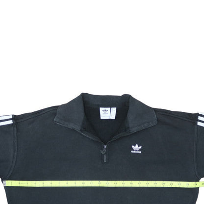 Adidas Women Black 1/4 Zip Sweatshirt UK 12 Classic Pullover