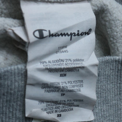 Champion Womens Grey Pullover Hoodie XS Cotton Blend Logo Casual