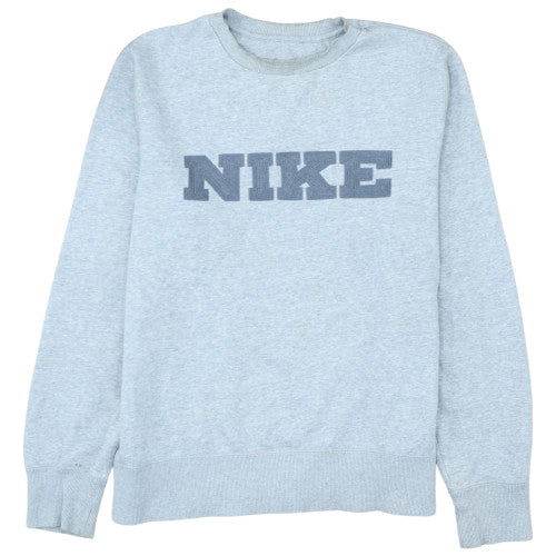 Nike Mens Grey Pullover Sweatshirt L Crew Neck Logo Fleece