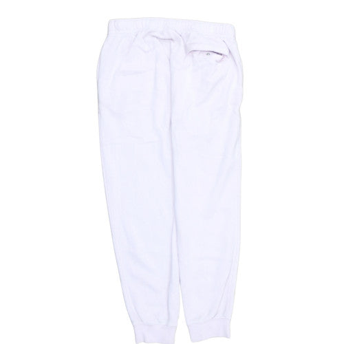 Nike Womens White Fleece Jogger Trousers L Elastic Waist