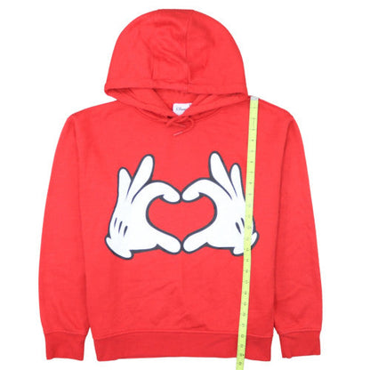 Disney Women Red Pullover Hoodie Size M Mickey Hands Heart Graphic