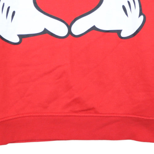 Disney Women Red Pullover Hoodie Size M Mickey Hands Heart Graphic