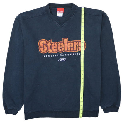 Reebok Mens Black Steelers Graphic Crew Neck Sweatshirt L