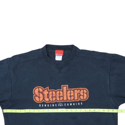Reebok Mens Black Steelers Graphic Crew Neck Sweatshirt L