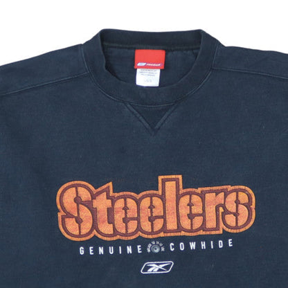 Reebok Mens Black Steelers Graphic Crew Neck Sweatshirt L