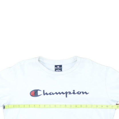 Champion Women White Medium Pullover Sweatshirt Cotton Logo