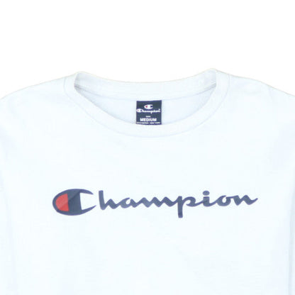 Champion Women White Medium Pullover Sweatshirt Cotton Logo