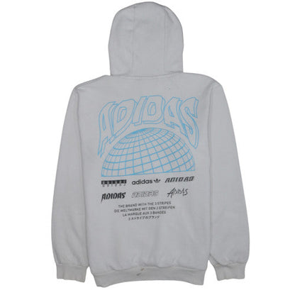 Adidas Men's White Pullover Hoodie M Logo Fleece Sportswear