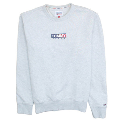 Tommy Jeans Men's Grey Crew Neck Cotton Pullover Sweatshirt S