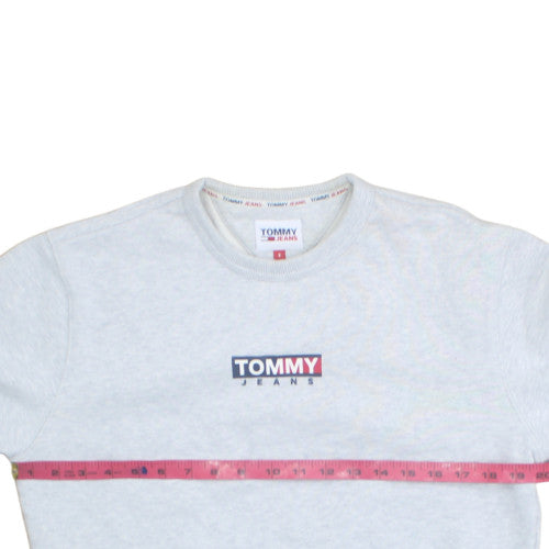 Tommy Jeans Men's Grey Crew Neck Cotton Pullover Sweatshirt S