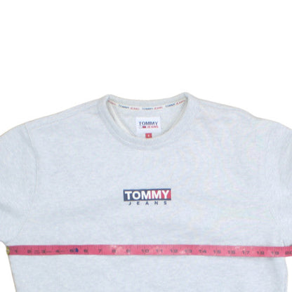 Tommy Jeans Men's Grey Crew Neck Cotton Pullover Sweatshirt S