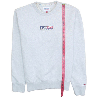 Tommy Jeans Men's Grey Crew Neck Cotton Pullover Sweatshirt S