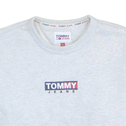 Tommy Jeans Men's Grey Crew Neck Cotton Pullover Sweatshirt S