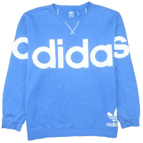 Adidas Women Blue XL Pullover Sweatshirt Crew Neck Logo Print