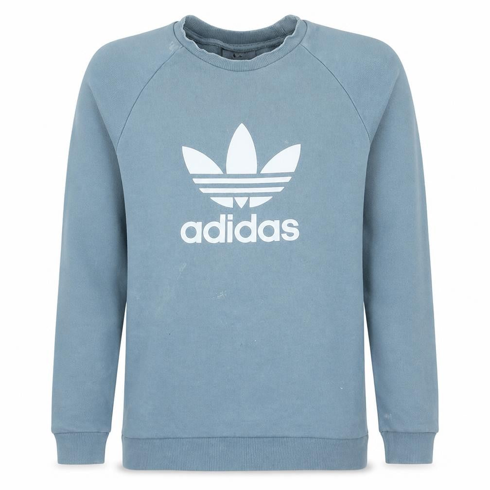Adidas Mens Blue Logo Crew Neck Pullover Sweatshirt Size M