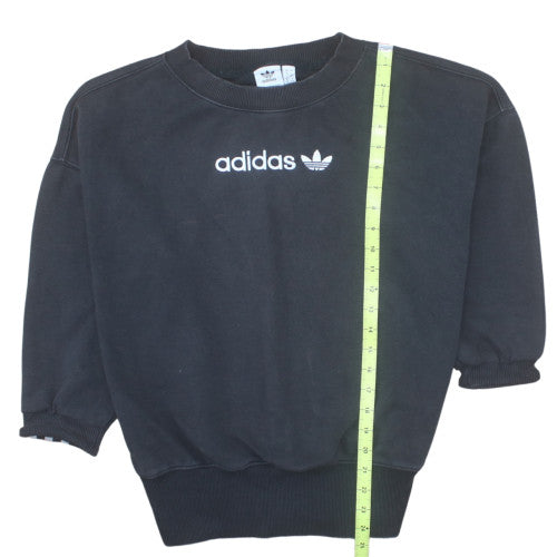 Adidas Womens Black Crew Neck Pullover Sweatshirt UK 4 Logo Detail