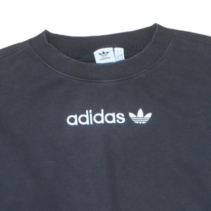 Adidas Womens Black Crew Neck Pullover Sweatshirt UK 4 Logo Detail