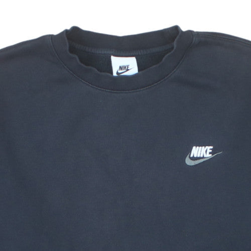 Nike Mens Black Small Pullover Crew Neck Fleece Sweatshirt