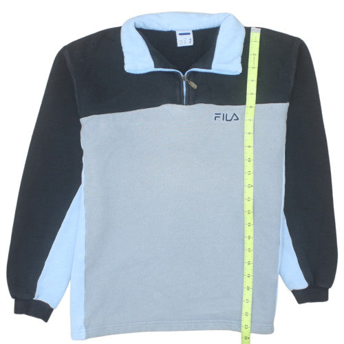 Fila Mens Grey Blue 1/4 Zip Fleece Sweatshirt Size 14 Teens