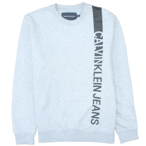 Calvin Klein Jeans Mens Grey Logo Pullover Sweatshirt L
