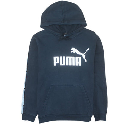 Puma Men's Black Small Pullover Hoodie with Logo Print