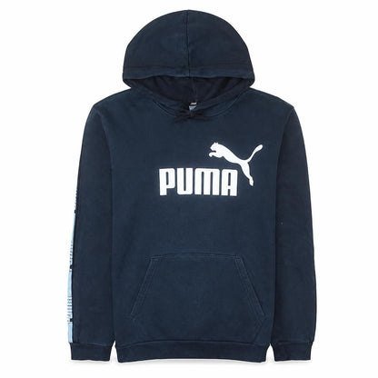 Puma Men's Black Small Pullover Hoodie with Logo Print