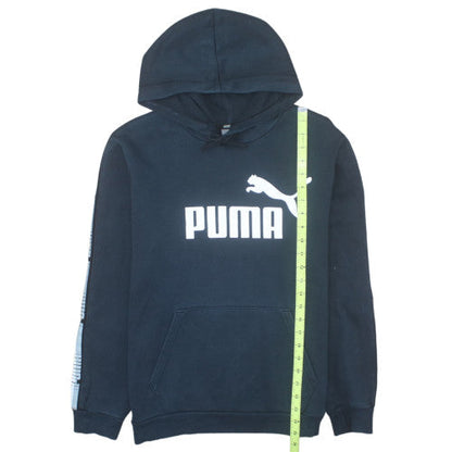 Puma Men's Black Small Pullover Hoodie with Logo Print