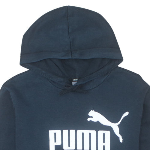Puma Men's Black Small Pullover Hoodie with Logo Print
