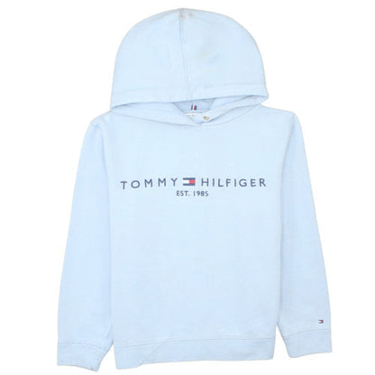 Tommy Hilfiger Womens Light Blue XS Pullover Hoodie Logo Cotton Blend