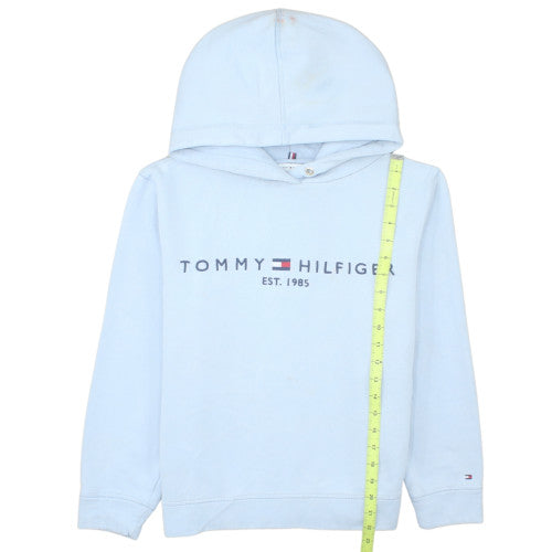 Tommy Hilfiger Womens Light Blue XS Pullover Hoodie Logo Cotton Blend