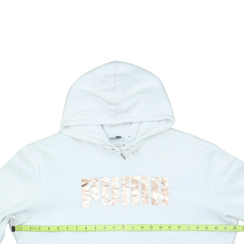 Puma Men's White Pullover Hoodie L Sports Fleece Graphic Logo