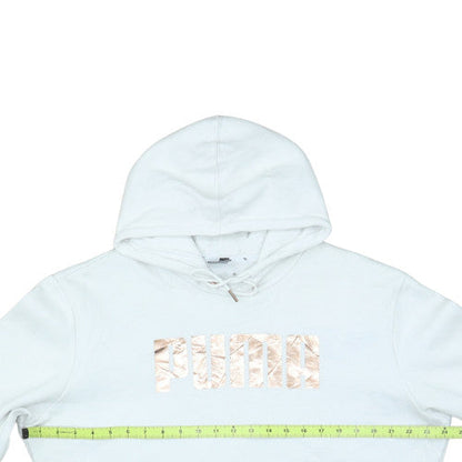 Puma Men's White Pullover Hoodie L Sports Fleece Graphic Logo