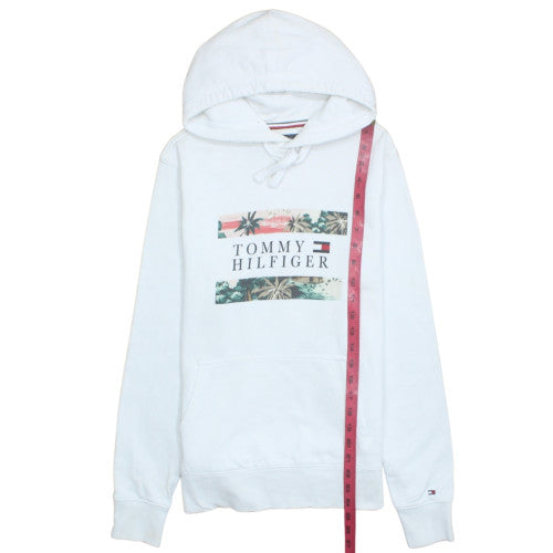 Tommy Hilfiger Womens White Pullover Hoodie Small Organic Cotton